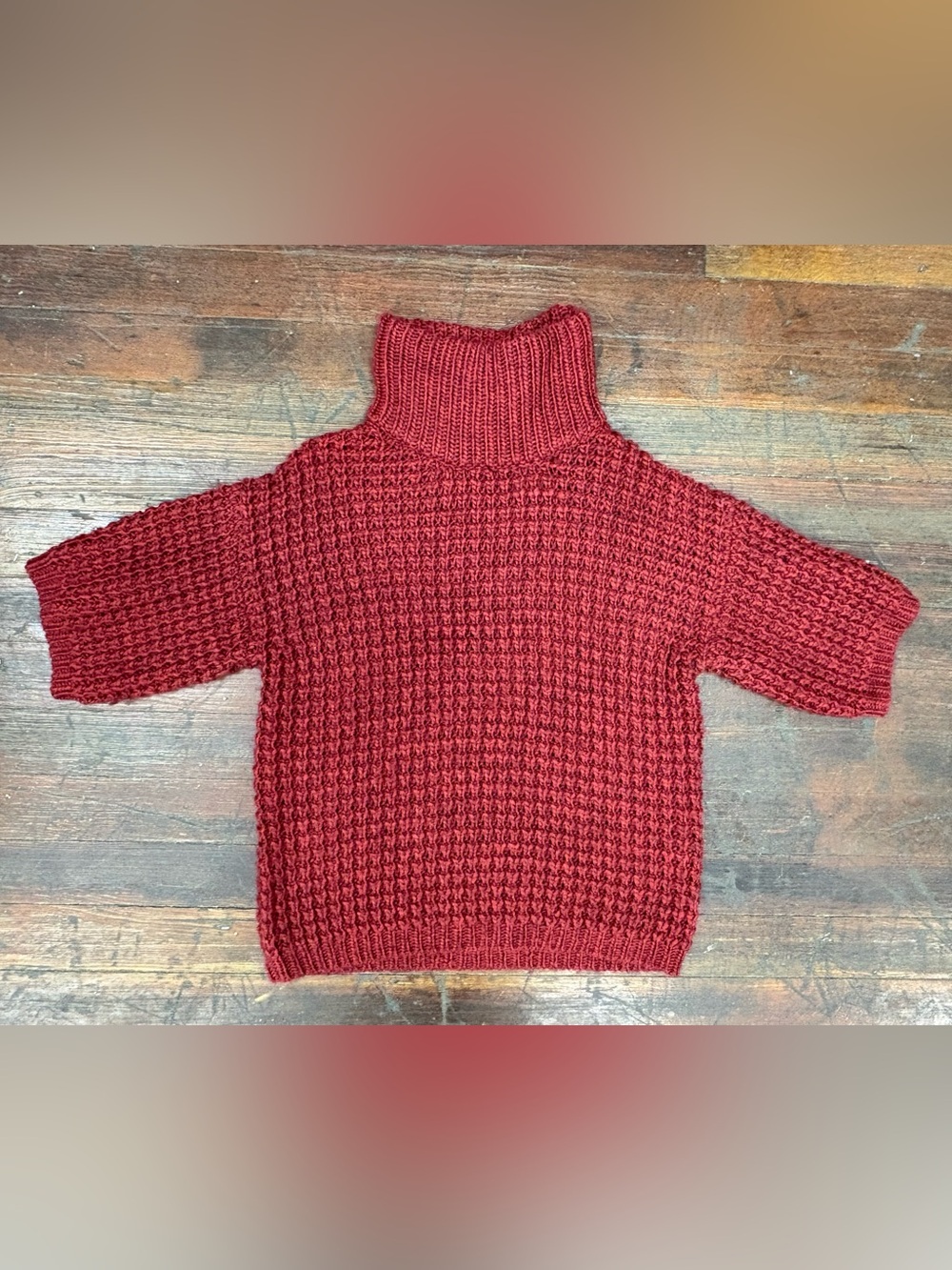 Anthropologie Plenty by Tracey Reese Chunky Burgundy Turtleneck Sweater size L